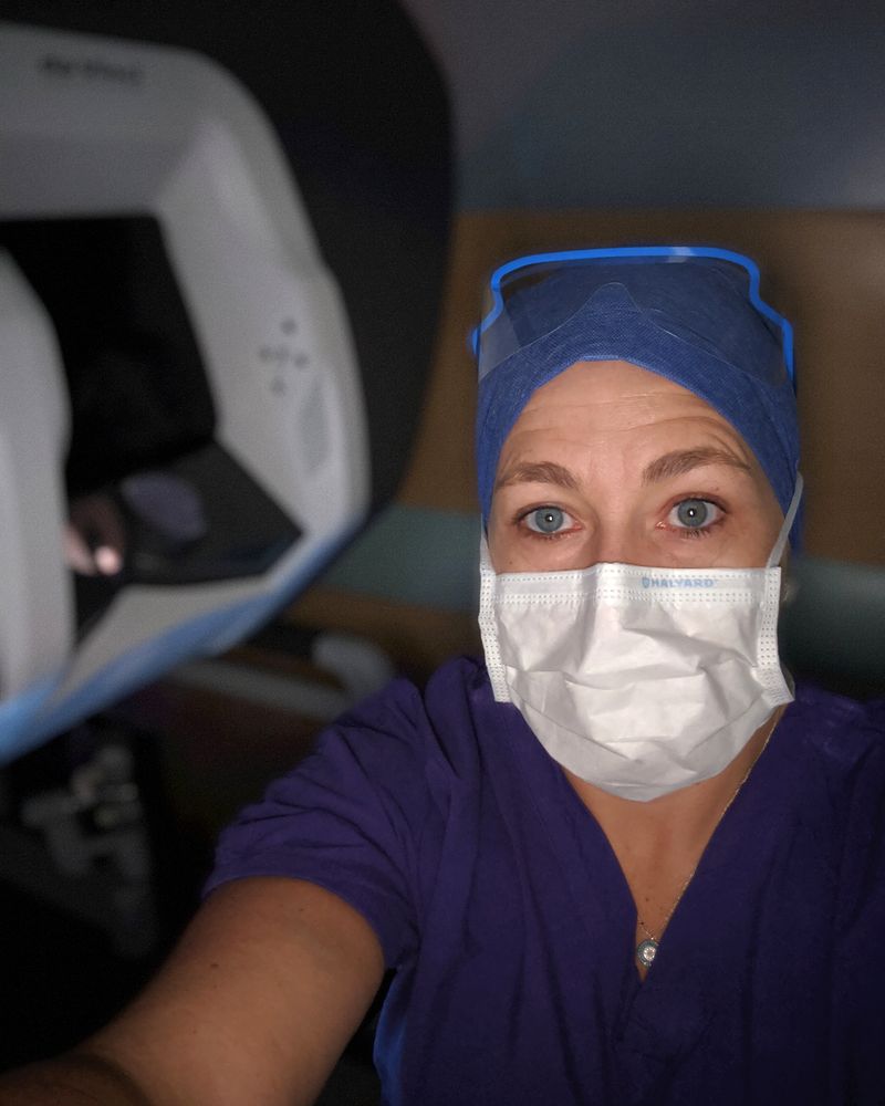 Heidi Miller at the robotic surgery console